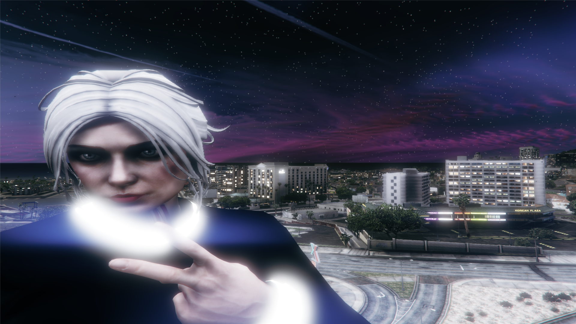 In-game screenshot displaying advanced night atmosphere and ambient rendering in RageMP